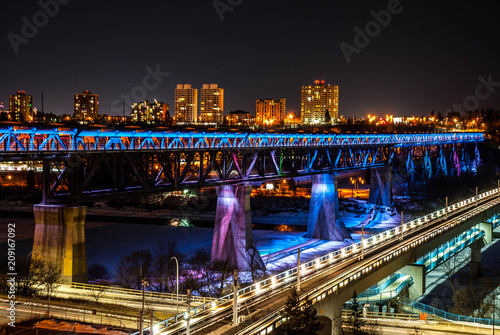 Edmonton High Level Bridge is Lit Up Blue