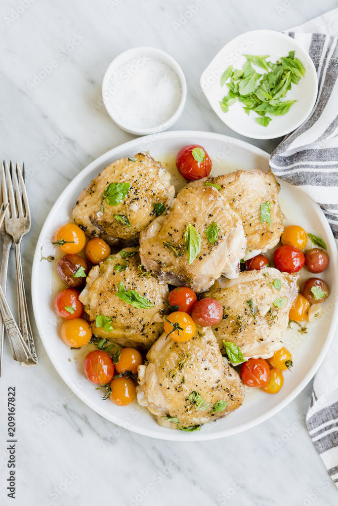 Fried Chicken with Burst Tomatoes Fried Chicken with Burst Tomatoes