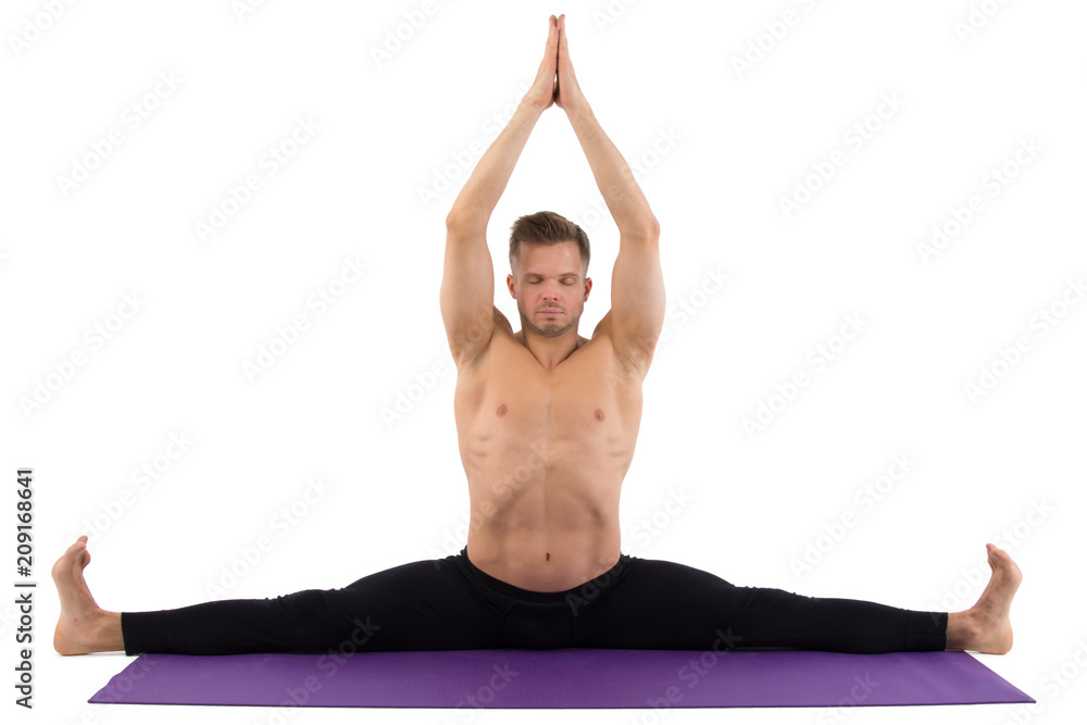 Stretching. Yoga and attractive man. Stretching. Yoga and attractive man.