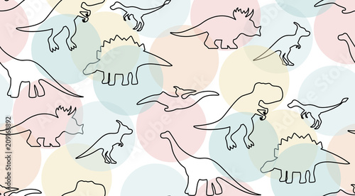 Gentle pastel colored pattern with dinosaurs