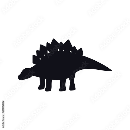 Stegosaurus black silhouette on white