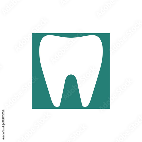 Tooth logo on green background