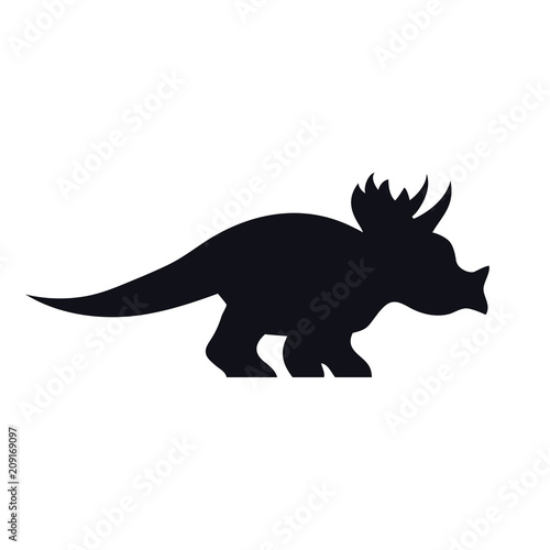 Triceratops black silhouette on white