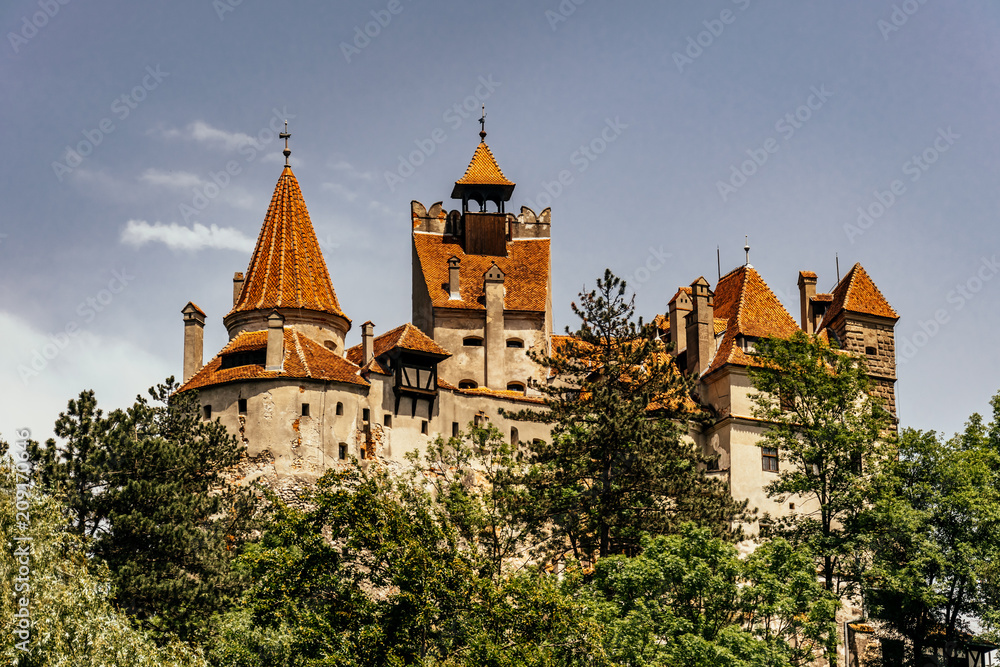 Mysterious Bran Castle. Vampire Residence of Dracula in the forests of Romania Mysterious Bran Castle. Vampire Residence of Dracula in the forests of Romania
