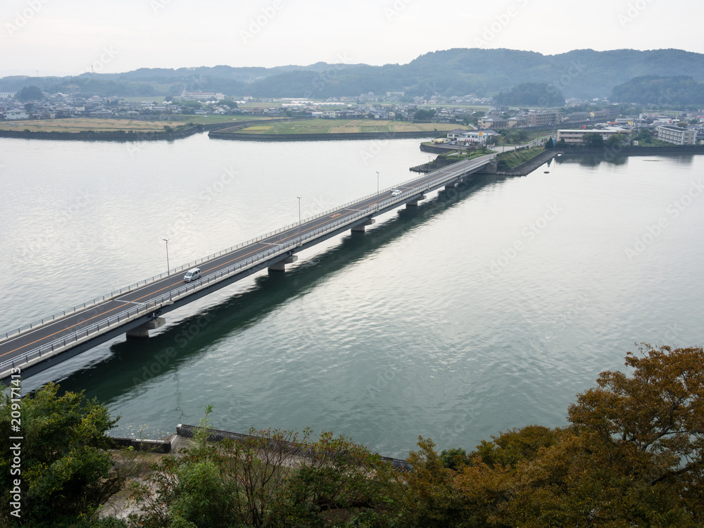 Kitsuki city, panoramic view from the top of Kitsuki castle Kitsuki city, panoramic view from the top of Kitsuki castle