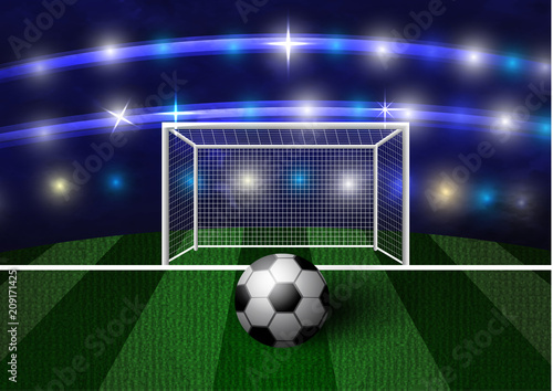 Football arena with a soccer ball