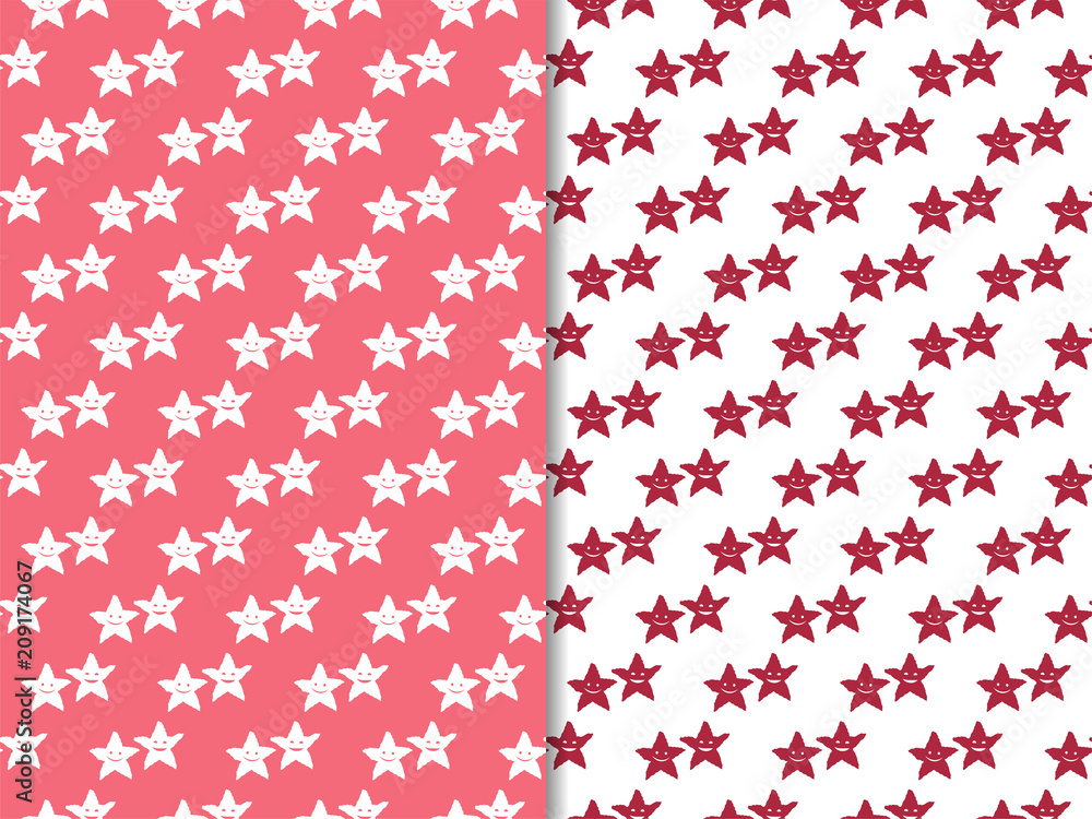 Geometric seamless pattern. Smiling starfish Geometric seamless pattern. Smiling starfish