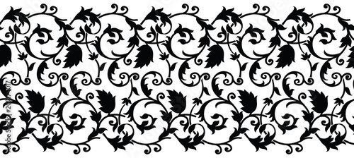 Seamless black and white swirly border