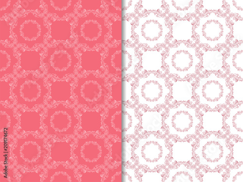 seamless geometric abstract pattern with floral motive