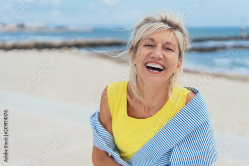 Laughing vivacious woman with a sense of humour