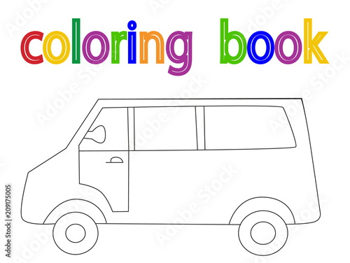 vector, isolated, book coloring car