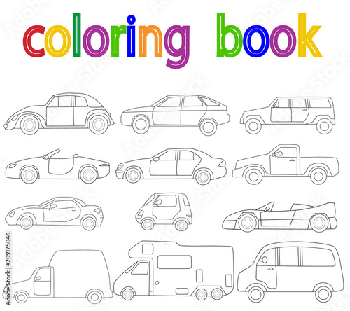 book coloring car, set