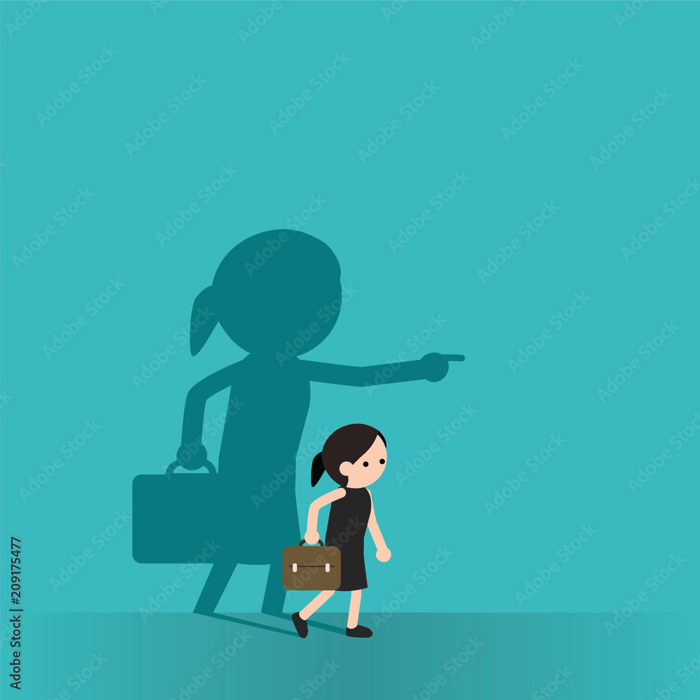 Businesswoman shadow pointing Businesswoman shadow pointing