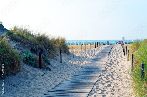 Beach on the German Baltic Sea with beach chair and holiday feeling with sand