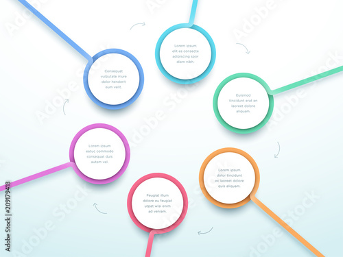Abstract Circle 6 Step Infographic 3d Colorful Vector