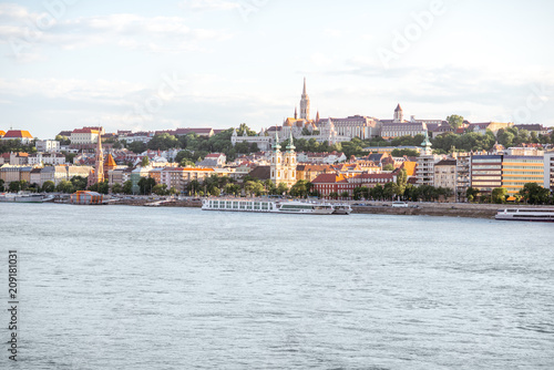 View on the Buda riverside with famous fisherman's bastion in Budapest city, Hungary