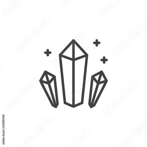 Shining Crystals outline icon. linear style sign for mobile concept and web design. Minerals simple line vector icon. Symbol, logo illustration. Pixel perfect vector graphics