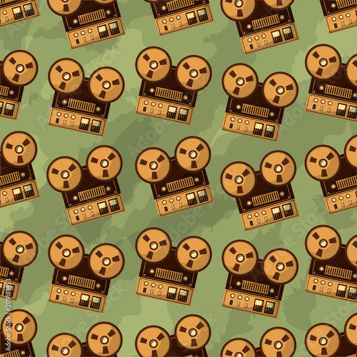 reel to reel tape recorder retro vintage pattern vector illustration