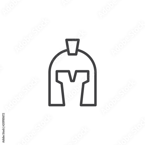 Knight's helmet outline icon. linear style sign for mobile concept and web design. Medieval helmet simple line vector icon. Symbol, logo illustration. Pixel perfect vector graphics