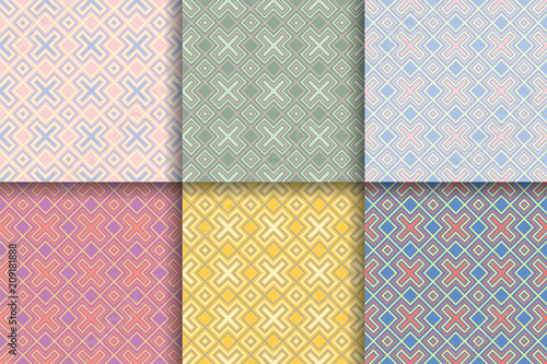 Seamless geometric background. Colored set abstract patterns.