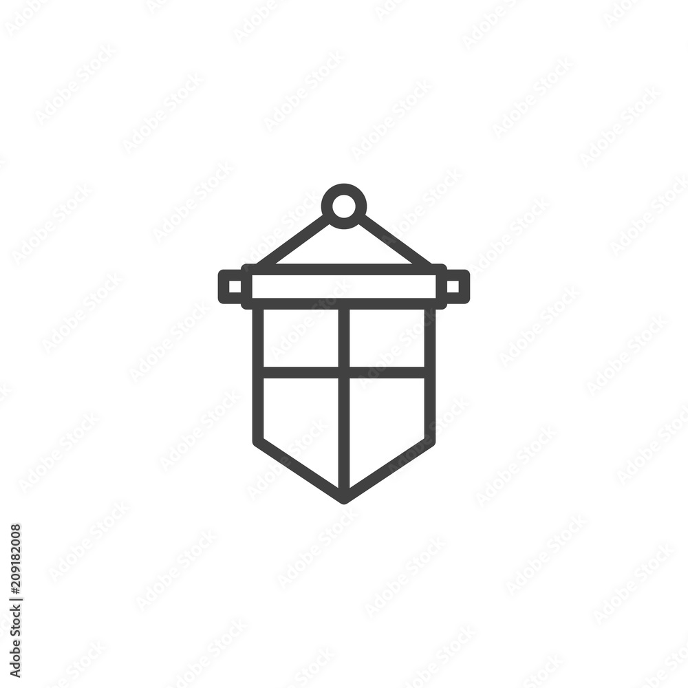 Medieval banner flag outline icon. linear style sign for mobile concept and web design. simple line vector icon. Symbol, logo illustration. Pixel perfect vector graphics Medieval banner flag outline icon. linear style sign for mobile concept and web design. simple line vector icon. Symbol, logo illustration. Pixel perfect vector graphics