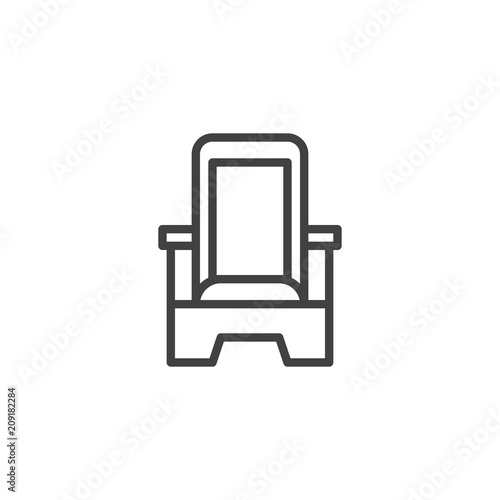 Throne outline icon. linear style sign for mobile concept and web design. Ancient royal throne simple line vector icon. Symbol, logo illustration. Pixel perfect vector graphics