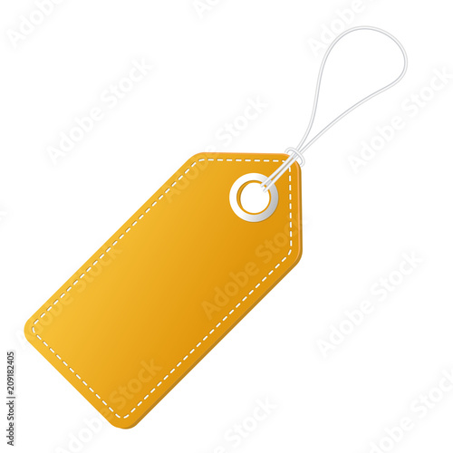 Realistic discount yellow tag for sale promotion. Vector vintage label template.