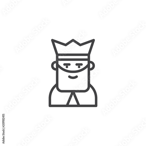 King head outline icon. linear style sign for mobile concept and web design. Crowned king with beard simple line vector icon. Symbol, logo illustration. Pixel perfect vector graphics