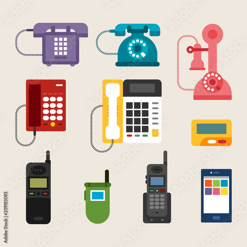 various kind of telephone vector flat graphic design illustration set 