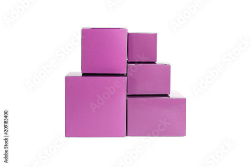 Five pink boxes