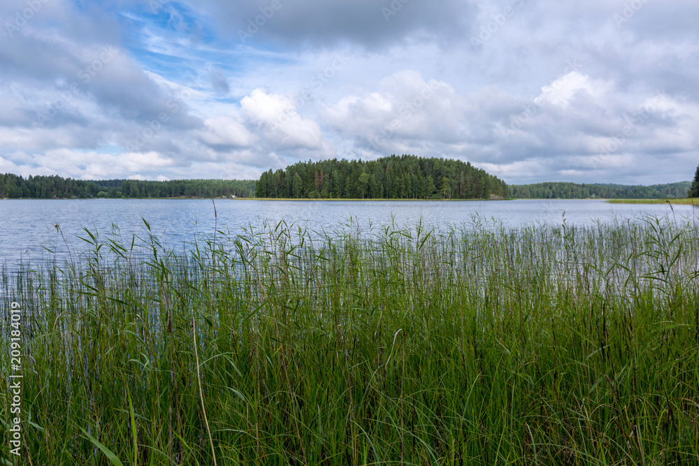 Summer landscape with lake and forest, Finland Summer landscape with lake and forest, Finland