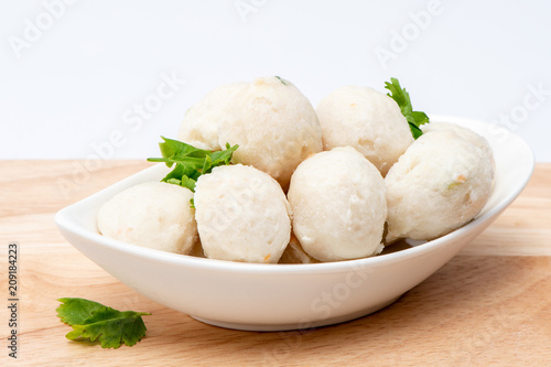 Meat ball fish on white background photo