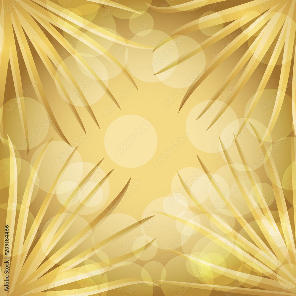 Fototapeta premium Gold Palm Leaf Vector Background. Vector Illustration