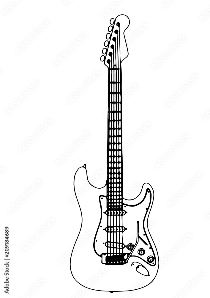 Electric guitar sketch vector