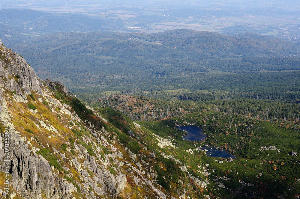 View of the Sniezne Kotly. The mountain trail in Karkonosze Mountains on the Polish and Czech border.