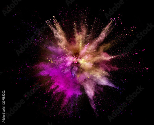 Explosion of coloured powder