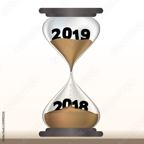 2019 - concept - sablier - compte à rebours - temps qui passe - perspective - année - rendez-vous