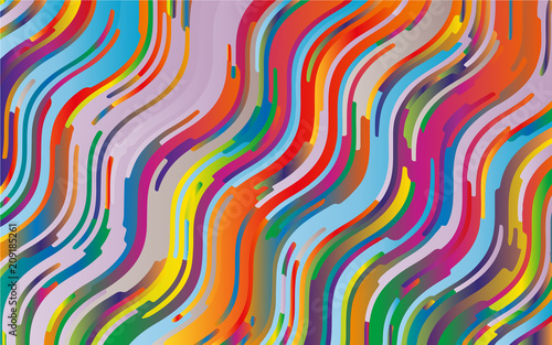 Minimal design. Bright gradient background. Abstract pattern with wave lines. Vibrant colorful striped background.