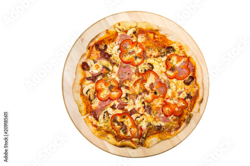 Food. Pizza italy. Flat lay. Photo of food.Food photo. View from above. on the plate. white background, isolated. Suitable for restaurant menu