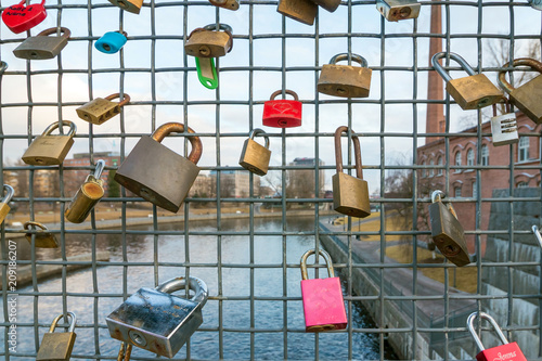 Padlocks on the bridge in Finland