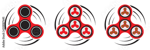 Fidget spinner - toy for stress relief and improvement of attention span. Isolated vector illustration.