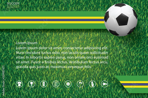 2018 world championship football cup background. National team image background with soccer football ball on green grass pattern and texture. Vector.