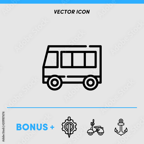 Bus icon vector with bonus
