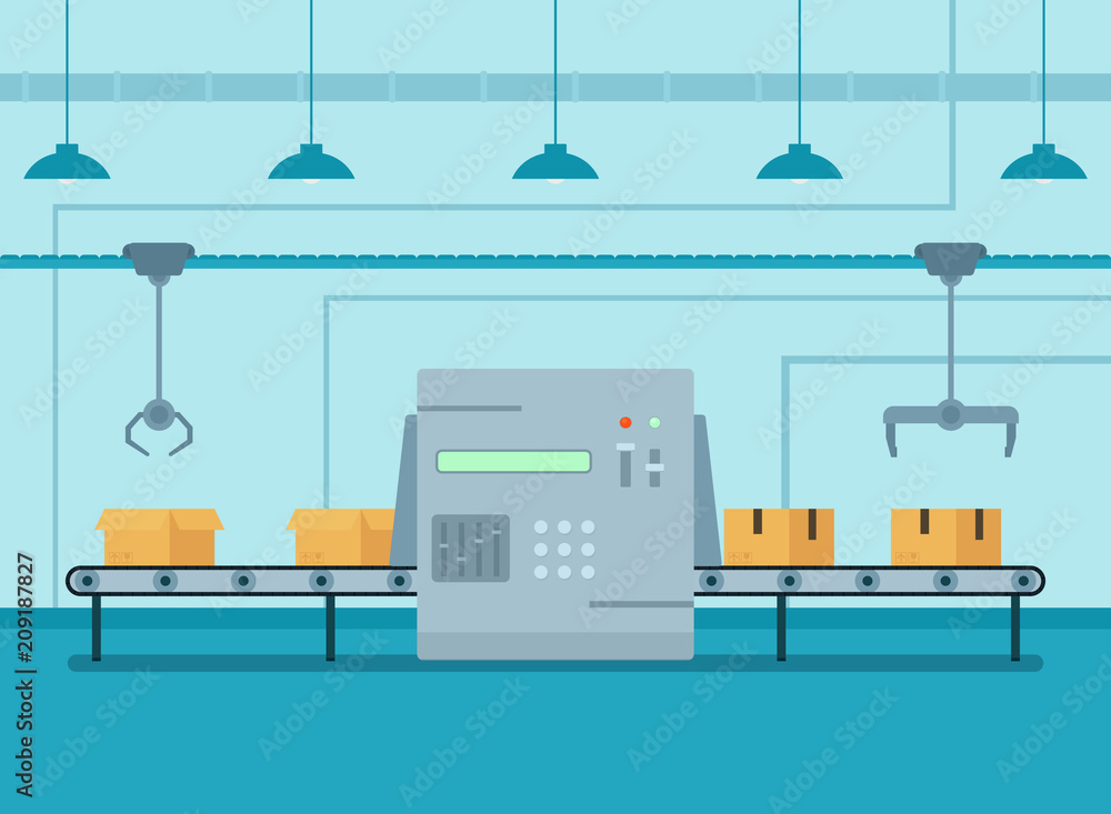 Fototapeta premium Conveyor belt with robotic arm.