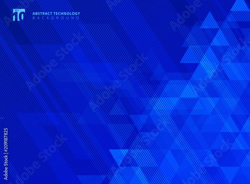 Abstract lines and triangles pattern technology on blue gradients background.