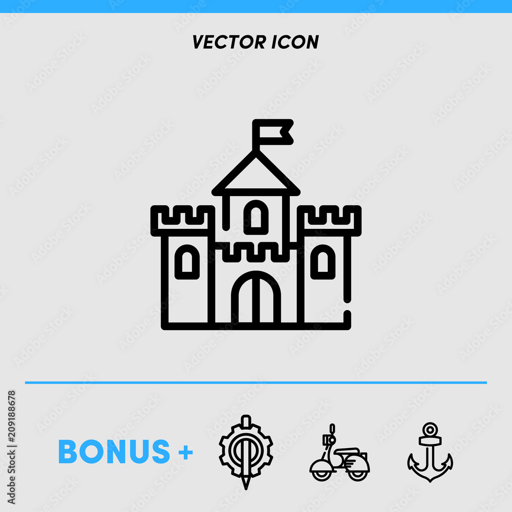 Castle icon vector with bonus