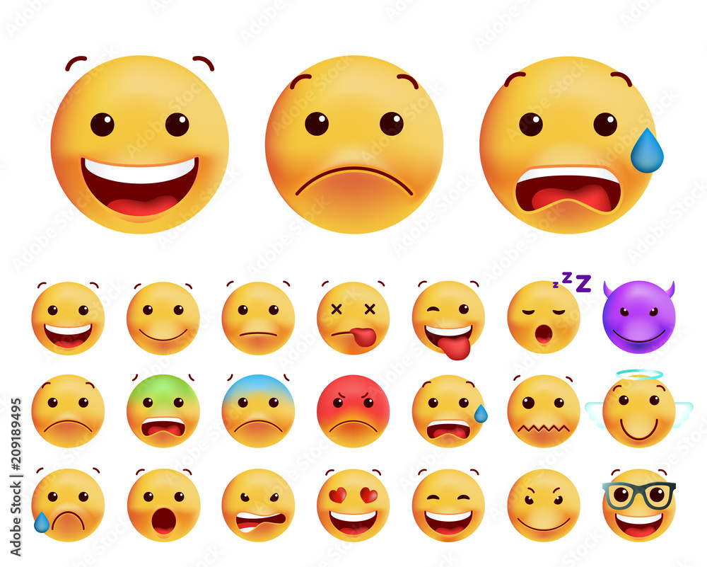 Set of Cute Emoticons on White Background. Isolated Vector Illustration Set of Cute Emoticons on White Background. Isolated Vector Illustration