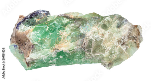 rough green Beryl crystals isolated