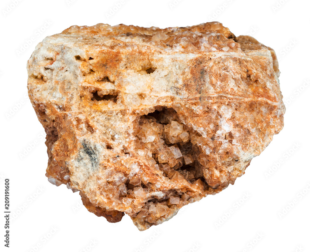 Wulfenite crystals on raw rock isolated Wulfenite crystals on raw rock isolated