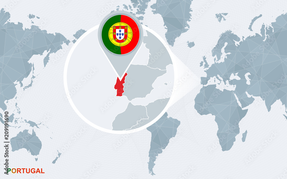 Premium Vector  Europe with highlighted portugal map. vector illustration.